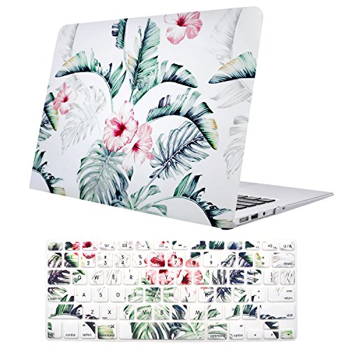 Product Cover MacBook Air 13 Inch Case(A1369 & A1466, Older Version 2010-2017 Release), TeenGrow Plastic Hard Protective Laptop Case Shell with Keyboard Cover Only Compatible MacBook Air 13 Inch, Banana Leaf