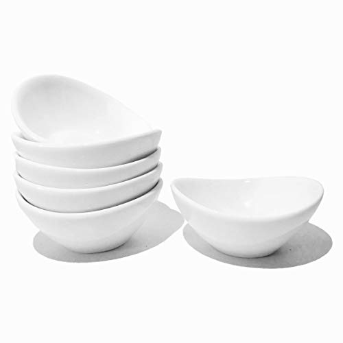 Product Cover Sauce Dish - Dipping Bowls Set, White Porcelain Dipping Sauce Bowls/Dishes for Soy Sauce, Ketchup, BBQ Sauce or Seasoning- 1 Oz,Set of 6,D1