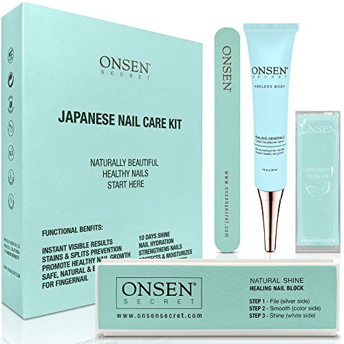 Product Cover Onsen Unique Japanese Nail Care Kit - Professional Nail File, 3-Way Nail Buffer Block And Cuticle Cream With Free Replacement Pads For Perfect Nails - The Most Amazing Travel Size Nail Care Kit