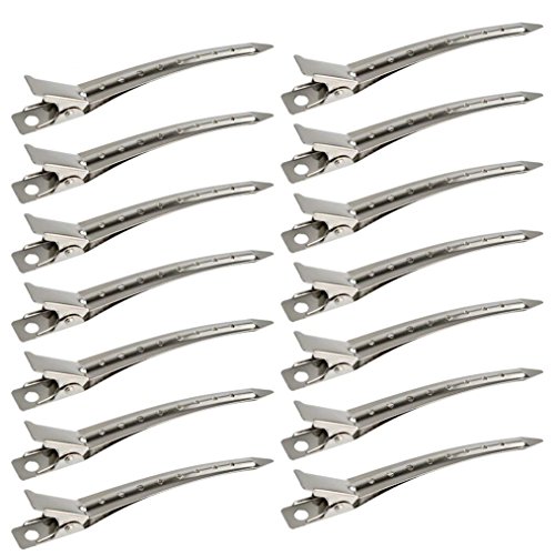 Product Cover Bantoye 24 Packs Duck Bill Clips, 3.5 Inches Rustproof Metal Alligator Curl Clips with Holes for Hair Styling, Hair Coloring, Silver