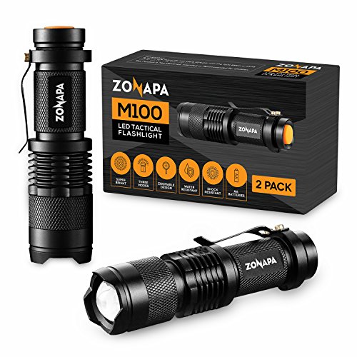 Product Cover ZONAPA LED Mini Flashlights (2-Pack) Tactical, Compact, Portable | Ultra-Bright Lighting | Indoor and Outdoor Use | Emergency, Camping, Travel, Hiking | Battery Powered ... (2 Pack)