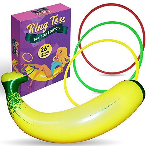 Product Cover Inflatable Banana Ring Toss Bachelorette Party Games - Bridal Shower Game, Decorations and Supplies for Engagement Parties, Girls Night Out & Bride To Be Favors - 26