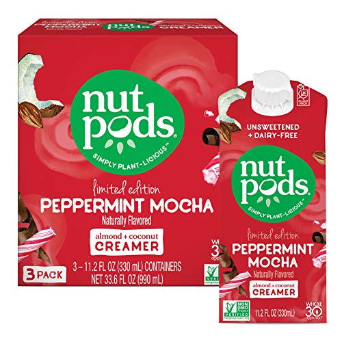 Product Cover nutpods Peppermint Mocha, Unsweetened Dairy-Free Liquid Coffee Creamer Made From Almonds and Coconuts (3-pack)