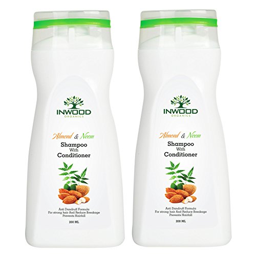 Product Cover INWOOD ORGANICS Almond & Neem Shampoo For Dandruff and Hair Fall Control - 200 Ml Pack Of 2 (Paraben Free), 200 ml (Pack of 2)