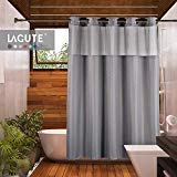 Product Cover Lagute SnapHook TrueColor Hookless Shower Curtain | Removable Liner | See Through Top | Machine Washable | Gray