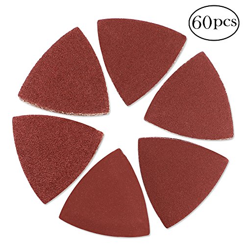 Product Cover Coceca 60pcs Triangular Velco Sanding Pads 80mm for Oscillating MultiTool 40 60 80 120 180 240 Assorted Grits Triangle Sanding Sheets
