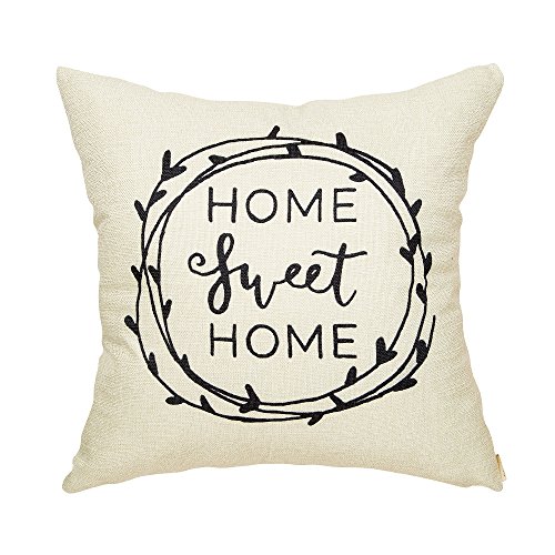 Product Cover Fahrendom Rustic Home Sweet Home Olive Branch Farmhouse Decor Wedding Housewarming Gift Family Decoration Cotton Linen Home Decorative Throw Pillow Case Cushion Cover for Sofa Couch 18 x 18 in