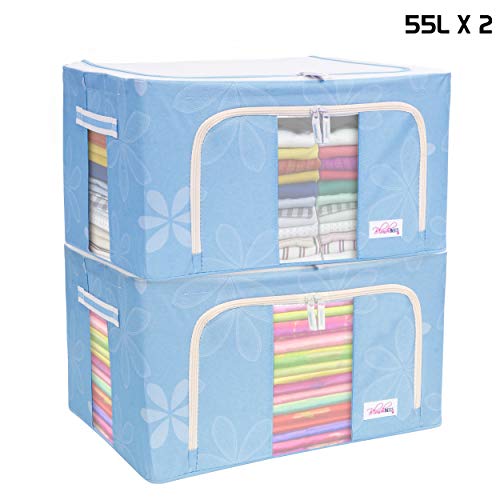 Product Cover Blushbees Living Box - Storage Boxes For Clothes, Saree Cover - 55 Litre, Pack Of 2, Blue