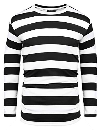 Product Cover iClosam Men's Crew Neck Basic Striped T-Shirt Long Sleeve Cotton Shirt