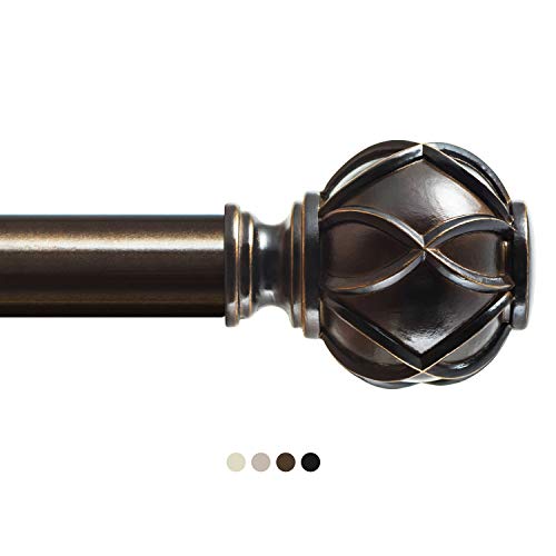 Product Cover KAMANINA 1 Inch Curtain Rod Single Drapery Rod 36 to 72 Inches, Netted Texture Finials, Antique Bronze