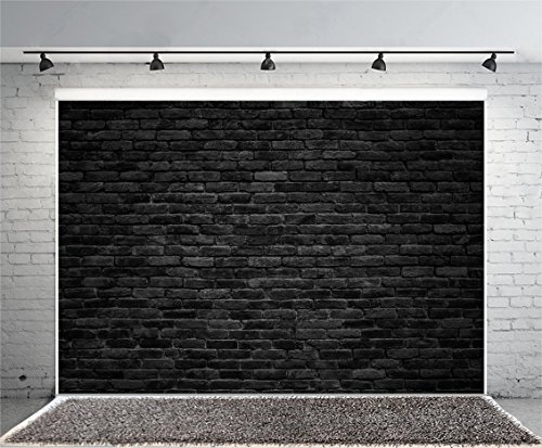 Product Cover Yeele 10x8ft Retro Black Brick Wall Backdrop Vinyl Cloth Vintage Paint Coating Wall Photography Background Party Booth Banner Newborn Adult Portrait Wallpaper Photo Video Shooting Studio Props