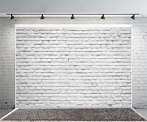 Product Cover Yeele 10x8ft Retro White Brick Wall Backdrop Vinyl Fabric Vintage Paint Coating Wall Photography Background Party Booth Banner Newborn Adult Portrait Wallpaper Photo Video Shooting Studio Props