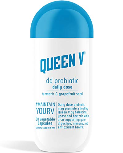 Product Cover Queen V DD Probiotic for Women | pH Balanced to Support Digestive, Immunity, and Vaginal Health | Promotes Healthy Yeast & Bacteria | Natural and Effective | Turmeric + Grapefruit Seed | (1 Pack)
