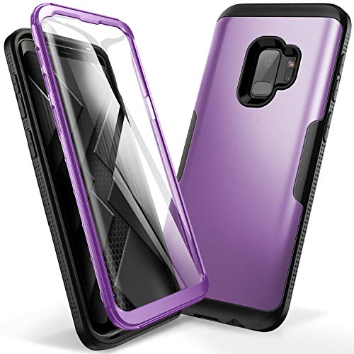 Product Cover YOUMAKER Galaxy S9 Case, Metallic Purple with Built-in Screen Protector Heavy Duty Protection Shockproof Slim Fit Full Body Case Cover for Samsung Galaxy S9 5.8 inch (2018) - Purple/Black