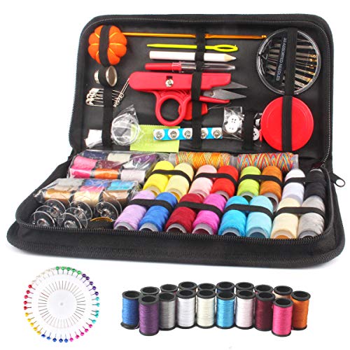 Product Cover Sewing KIT, Over 138 Premium Sewing Supplies, Portable &Trael Sewing kit, Emergency Clothing Repair- Mending and Sewing Needles,Scissors, Thimble, Thread,Tape Measure etc10.2
