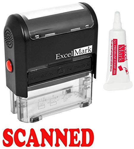 Product Cover ExcelMark Scanned Self Inking Rubber Stamp - Red Ink with 5cc Refill Ink