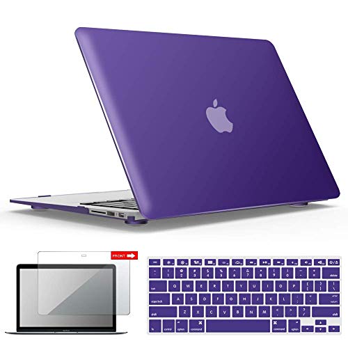 Product Cover IBENZER MacBook Air 13 Inch Case A1466 A1369, Hard Shell Case with Keyboard & Screen Cover for Apple Mac Air 13 Old Version 2017 2016 2015 2014 2013 2012 2011 2010, Ultra Purple, A13UAPU+2