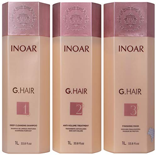 Product Cover INOAR PROFESSIONAL - G-Hair Keratin Smoothing System with Deep Cleansing Shampoo, Anti-Volume Treatment & Finishing Mask (33.8 fl. oz.)
