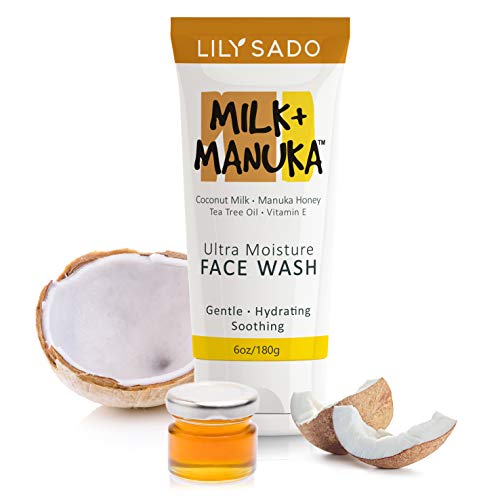Product Cover LILY SADO Coconut Milk & Manuka Honey Natural Face Cleanser - Organic Gentle Facial Wash - Moisturizing Vegan Formula Gently Hydrates & Moisturizes - Reduces Pores & Blackheads - for All Skin Types