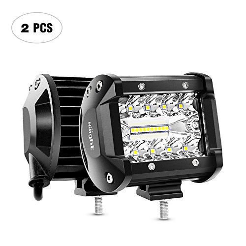 Product Cover Nilight 18021F-B 2PC 4Inch Triple Row Lights 60W Flood Spot Combo 6000LM Bar Driving Boat Led Off Road Trucks,2 Years Warranty