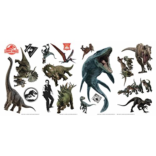 Product Cover RoomMates Jurassic World: Fallen Kingdom Peel and Stick Wall Decals, Green, Brown, Blue, Orange, Black - RMK3798SCS