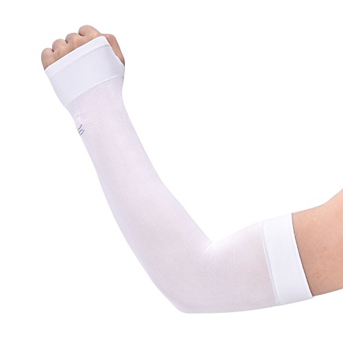 Product Cover Cooling Arm Sleeves,UV Protection Forearm Sports Cool Sleeves,Cover Arm Sleeve Glove for All Outdoor Activities Skin Protection (Extra Large White)
