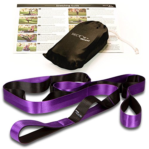 Product Cover Sector Plus Fitness Stretching Strap - Carrying Bag & Stretching Guide Included (Black and Purple)