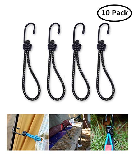Product Cover Bungee Cord with Hooks Heavy Duty Set By Garloy,10 Pcs 8 Inch Durable Rubber Canopy Ties Ideal for Tarps, Tents, Wire Racks, and other Camping Accessories