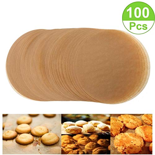 Product Cover Unbleached Parchment Paper Cookie Baking Sheets,10 Inch Premium Brown Parchment Paper Liners for Round Cake Pans Circle,Non-stick Air Fryer Liners,100 Count