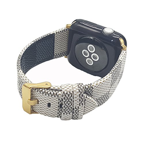 Product Cover MeShow TCSHOW 40mm 38mm Tartan Plaid Style Replacement Strap Wrist Band with Gold Metal Adapter Compatible for Apple Watch Series 5 4 3 2 1 (Q)(Not fit for iWatch 42MM/44MM)