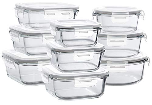 Product Cover Bayco Glass Storage Containers with Lids, 9 Sets Glass Meal Prep Containers Airtight, Glass Food Storage Containers, Glass Containers for Food Storage with Lids - BPA-Free & FDA Approved & Leak Proof