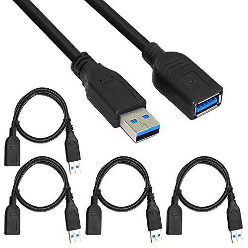 Product Cover SAITECH IT 4 Pack Short Length 1 Feet USB 3.0 Extension Cable, USB 3.0 A Male to Female Extender Cable