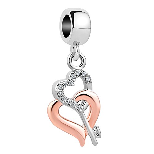 Product Cover CharmSStory Rose Gold Key to My Heart Charms Dangle Beads for Necklaces Bracelet (Key)