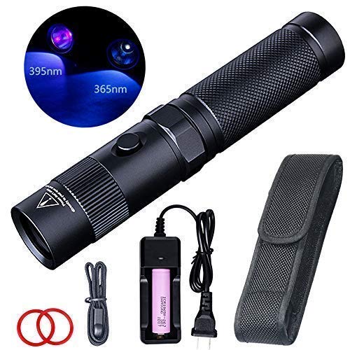 Product Cover LIGHTFE UV Flashlight 365nm UV Black light UV302D with LG UV LED Source, Black Filter Lens, Max.3000mW high power for UV Glue Curing, Rocks and Mineral Glowing, Pet Urine Detector, AC Leak Detector ...