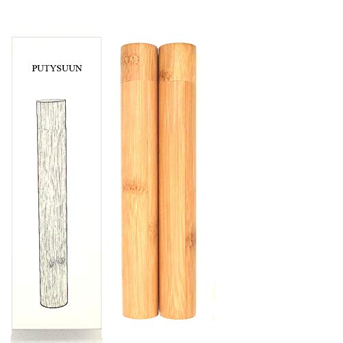 Product Cover PUTYSUUN Travel Size Natural Bamboo Toothbrush Case, Toothbrush Travel Containers, 2 Pack