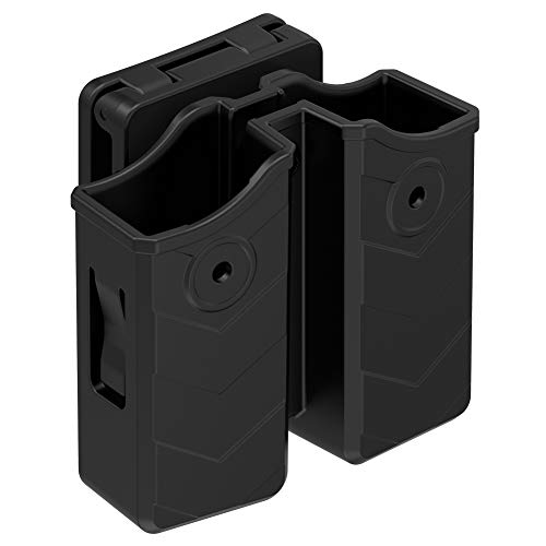 Product Cover Universal Double Magazine Pouch, 9mm .40 Double Stack Mag. Holder Dual Stack Mag Holster with 1.5''-2'' Belt Clip Fit Glock Sig sauer S&W Beretta Browning Taurus H&K Most Pistol Mags