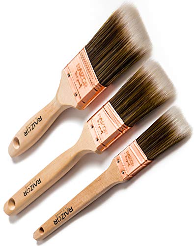 Product Cover Raizor DIY Premium - Professional Grade Paint Brushes for Walls, Home & Furniture. 3 Piece Set (Sizes Include 2