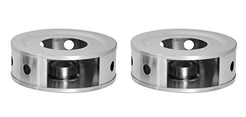 Product Cover NewlineNY Stainless Steel Coffee Tea Warmers, Dual 6 Inches Circular Herb Tea Light Candle Warmer Set (Candle not Included)