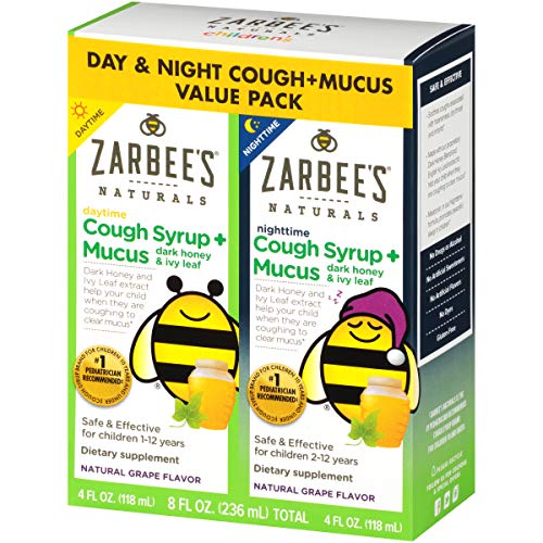 Product Cover Zarbee's Naturals Children's Cough Syrup* + Mucus Daytime & Nighttime, Grape Flavor, 4 Ounces (Pack of 2)