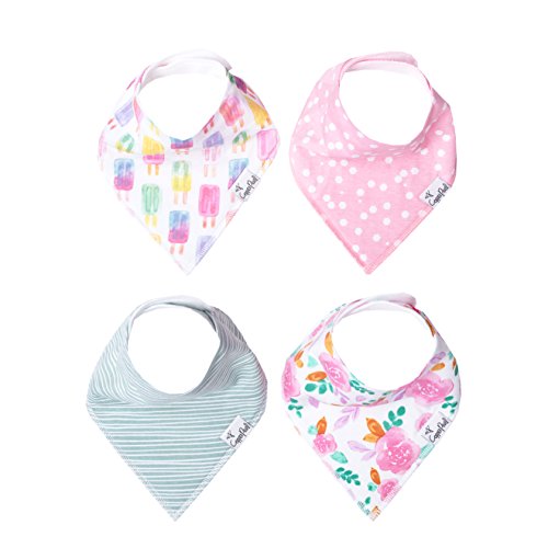 Product Cover Baby Bandana Drool Bibs for Drooling and Teething 4 Pack Gift Set for Girls 