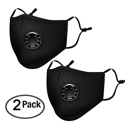 Product Cover N95 N99 Breathing Anti Flu Dustproof Mask - Safety Reuseable Washable Air Pollution Respirator with 4 Velvet Fabric Activated Carbon Filters - for Dust, Face Flu and Outdoor Activities 2 Pack Black