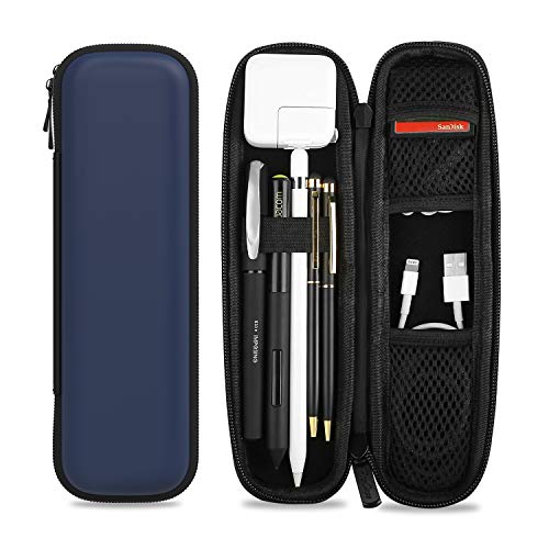 Product Cover Procase Holder Case for Apple Pencil, PU Leather Carrying Case Hard EVA Protective Pouch Sleeve Bag for iPad 10.2 2019/Pro 11 2018 12.9 10.5 9.7 Pencil/Stylus/Surface Pen, with Mesh Pockets -Navy