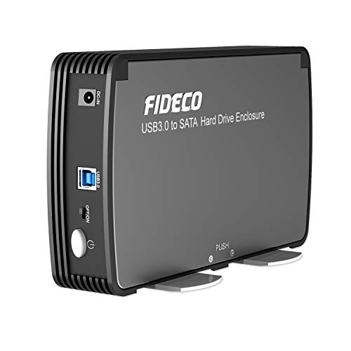 Product Cover FIDECO 3.5/2.5 Inches External Hard Drive Enclosure, USB 3.0 to SATA Aluminium HDD Case Built-in Cooling Fan Support 12TB Drives and UASP for 3.5/2.5 Inches HDD SSD
