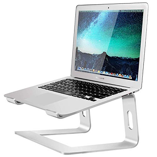 Product Cover Soundance Laptop Stand for Desk Compatible with Mac MacBook Pro Air Notebook, Portable Holder Ergonomic Elevator Metal Riser for 10 to 15.6 inch PC Desktop Computer, LS1 Aluminum Silver