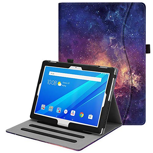 Product Cover Fintie Lenovo Tab 4 10.1 Case, Multi-Angle Viewing Folio Stand Cover with Pocket Auto Wake/Sleep for Lenovo Tab 4 10/Lenovo Tab 4 Plus 10/AT&T Lenovo Moto Tab 2017 Release/TAB E10 TB-X104F, Galaxy