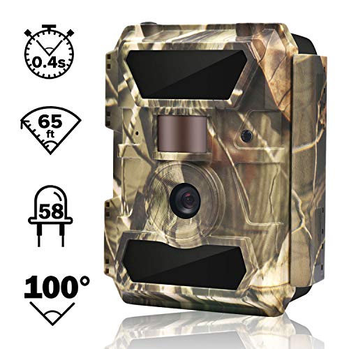 Product Cover WingHome Trail Camera, 12/16/22MP 1080P Game Camera with Night Vision No Glow, 0.4s Trigger Time Outdoor Wildlife Camera Motion Activated Waterproof, 58pcs IR LEDs Infrared Hunting Camera
