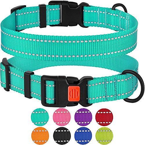 Product Cover CollarDirect Reflective Dog Collar, Safety Nylon Collars for Dogs with Buckle, Outdoor Adjustable Puppy Collar Small Medium Large (Neck Fit 18
