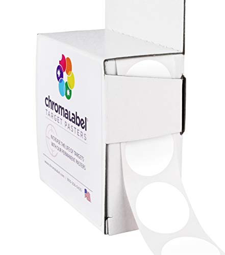 Product Cover ChromaLabel 1 Inch Permanent Round Target Pasters for Shooting and Marksmanship, 1000 per Dispenser Box, White