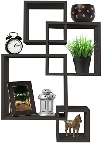 Product Cover Greenco 4 Cube Intersecting Wall Mounted Floating Shelves Espresso Finish