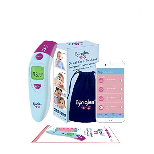Product Cover Bjingles Digital Ear and Forehead Thermometer Medical- Reliable & Accurate Fever Check for Baby, Infant,Toddler, Kids and Adults. Dual Temperature Mode -Celsius & Fahrenheit